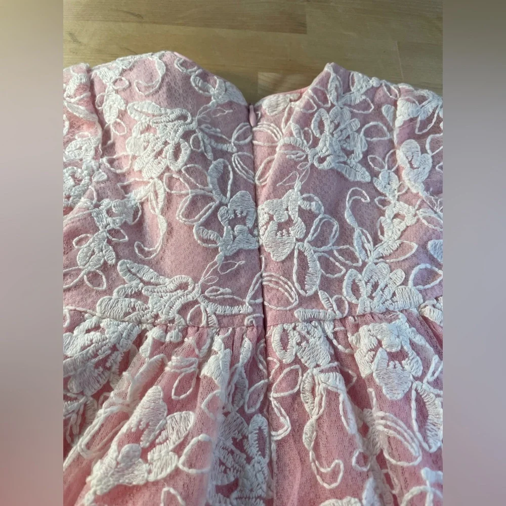 Mayoral Pink and White Floral Lace Dress